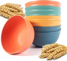 8 Pack Wheat Straw Cereal Bowls 26oz, Unbreakable Reusable Microwave Safe