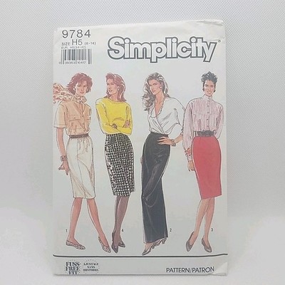 Simplicity 9784 Misses' Slim Fitted Pencil Skirt Sewing Pattern Size 6-14 Uncut.