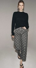 Zara ZW COLLECTION POLKA DOT Barrel Ankle JEANS Pearl Grey Size 6