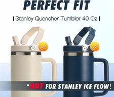 Replacement Tumbler Flip Straw Lid for 40 oz Stanley Quencher - Cup Not Included
