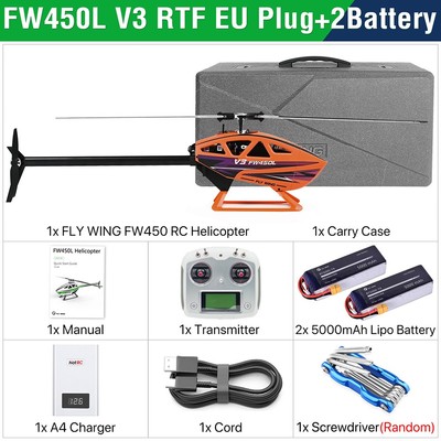 Fly Wing FW450L V3 6CH GPS 3D ACE Flugsteuerung RC RTF Hubschrauber 2 Akkus