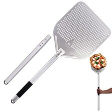 Perforated Pizza Peel 13"W x 16.7"L- Professional Grade Large Metal Pizza Pee...