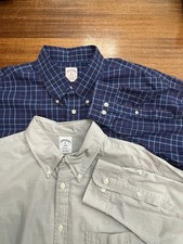 Lot Of 2 Brooks Brothers Dress Shirts Men Size XL Blue Grey Long Sleeve Button