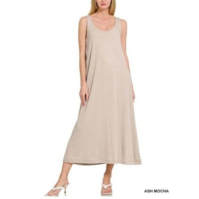 Zenana Ash Mocha Melange Maxi Dress