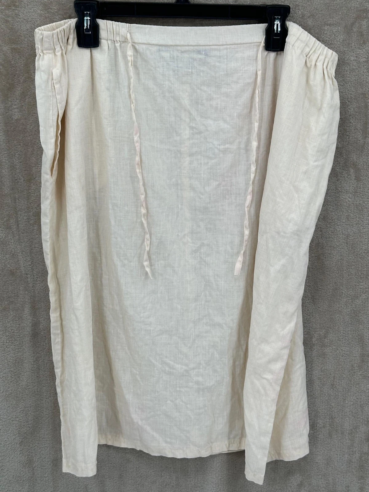 Marina Rinaldi Skirt Womens 27 US 18 Beige 100% Flax Linen Sheer Beachy Italy