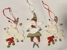 Glazed clay Poodle - set of 3 decorations