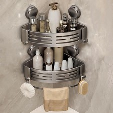 Corner Shower Caddy Suction Cup Shower Shelf Corner No Drilling Bathroom Show...