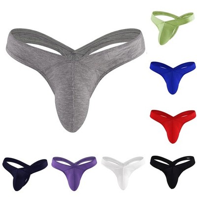 Men's Responsive Thong Underwear Low Rise T-Back G-String Nylon Spandex Blend