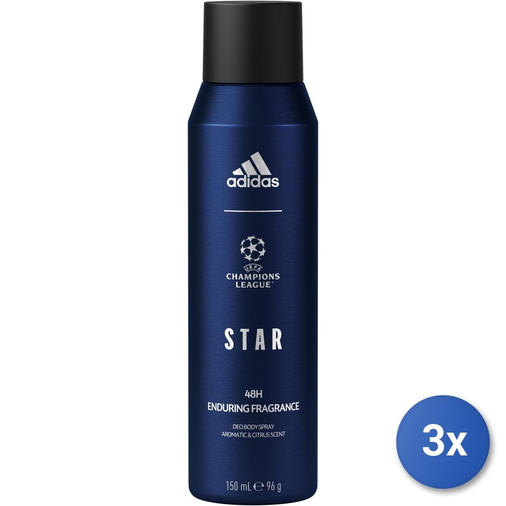 3X Adidas Deodorant Spray 150 ML. UEFA10 Champion Edition