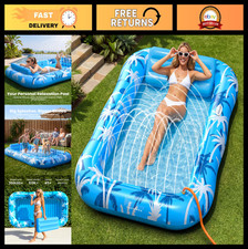 X-Large Inflatable Tanning Pool Lounger Float with Sprinkler - 6 in 1 Sunbathing
