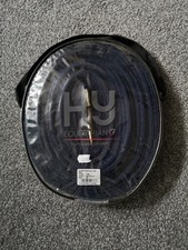 HY Equestrian Soft Webbing Lunge Rein in the color Navy/Silver.