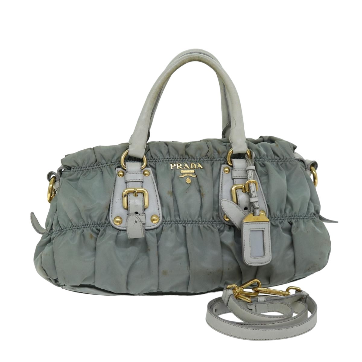 PRADA Green Nylon 2way Handbag Authentic 74635