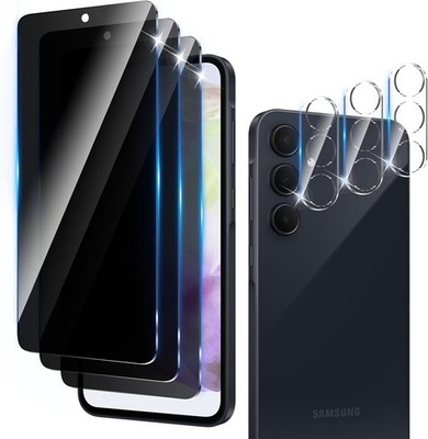 [3+3 PCS] Privacy Screen Protector & Camera Lens Protector for Samsung Galaxy A3