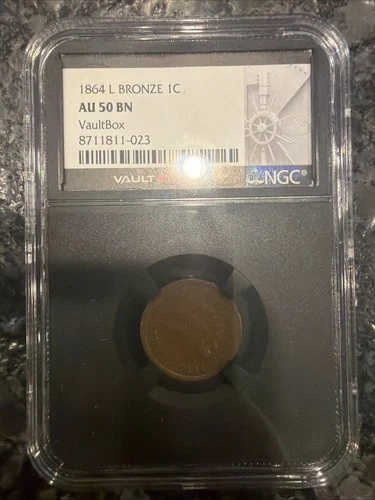 1864 L Bronze 1c AU50 BN Indian Head Penny