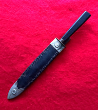 Rare Antique American Civil War Era Dagger with Ebony Handle & Leather Scabbard