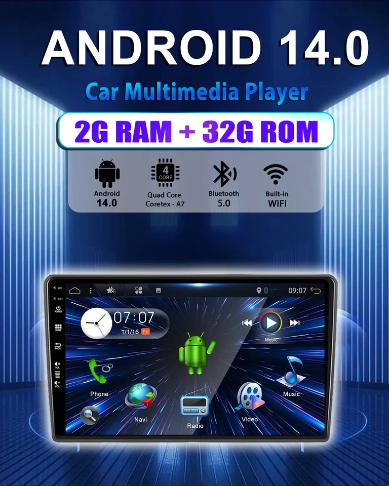 DAB+ Android 14 Autoradio Für Hyundai i40 2010-2021 WIFI CarPlay GPS Navi 2+32GB - Bild 3 von 4