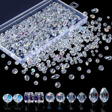 800PCS Glass Beads AB Color Crystal Beads Assorted Crystal Beads with Container