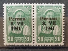 Dt. Besetzung Estland Pernau MiNr. 8  II (gr&ouml;&szlig;ere Jahreszahl) ** im Paar (A 20)