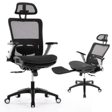 Ergonomic Mesh Office Chair with Footrest, High Back Computer Executive Desk ...