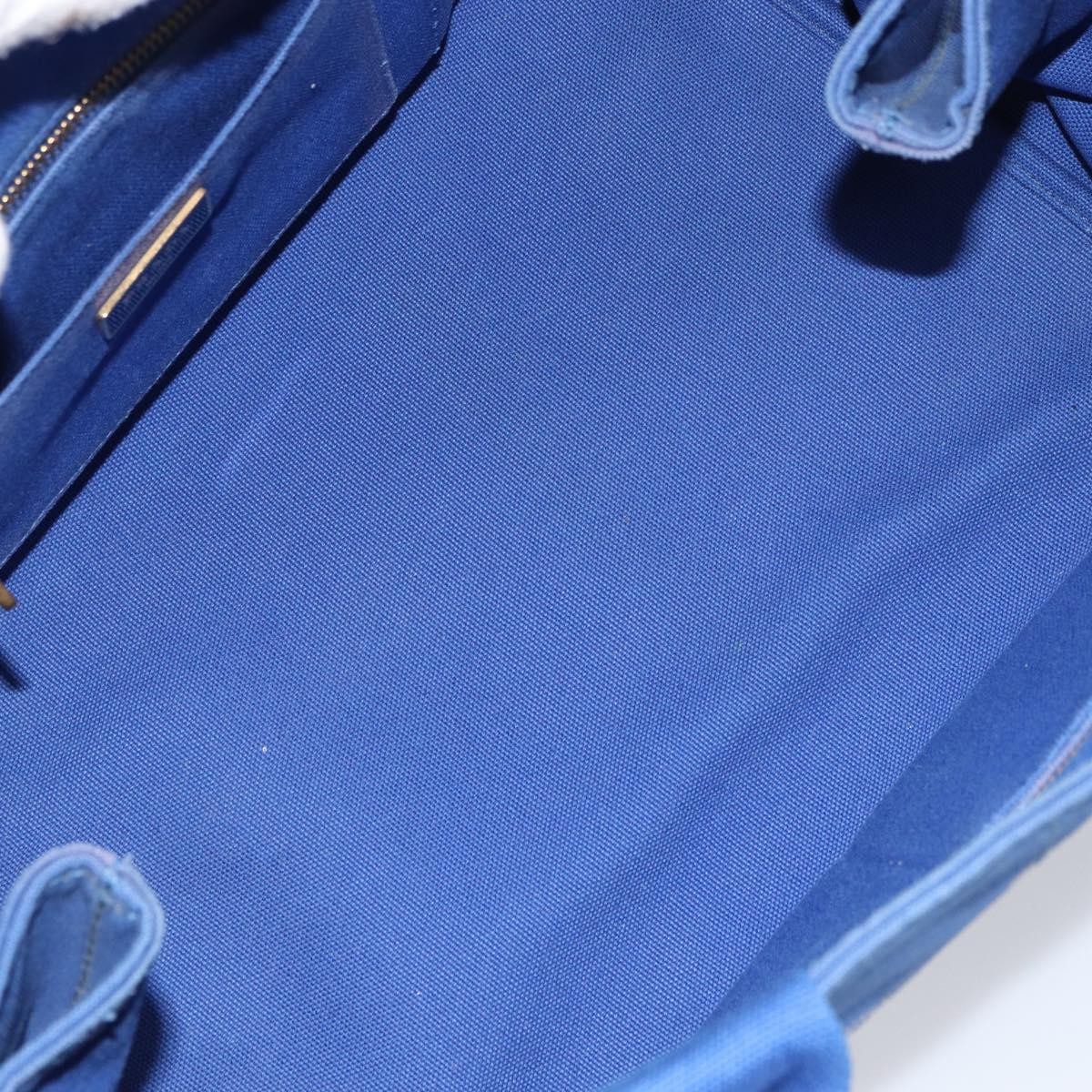 PRADA Canapa MM Hand Bag Canvas Blue Gold Auth 158821 thumbnail 10