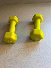 Pair of 5 lb Dumbbell Hand Weights for Exercise & Strength Training