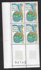 1975 pays de la loire bloc de 4 coin numéroté  N° 1849 neuf **