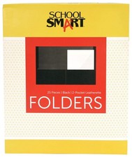 School Smart 2-Pocket Folders, Black, Pack of 25