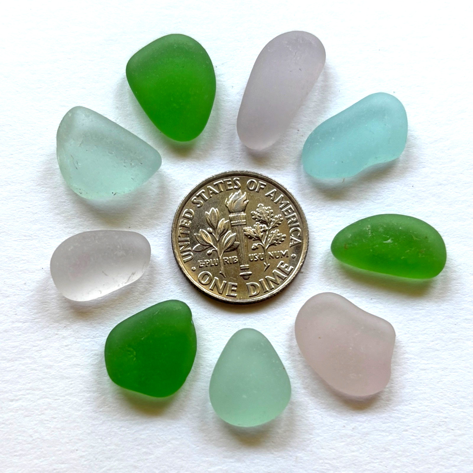 Surf Tumbled Sea Glass  “Jewelry Quality” 9 Multi Color Pieces