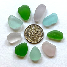 Surf Tumbled Sea Glass   Jewelry Quality  9 Multi Color Pieces