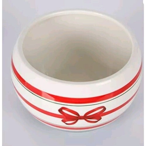Martha Stewart Festive Bow Figural Ceramic Ornament Cookie Jar 9 in x 10 in NEW - Picture 6 of 10