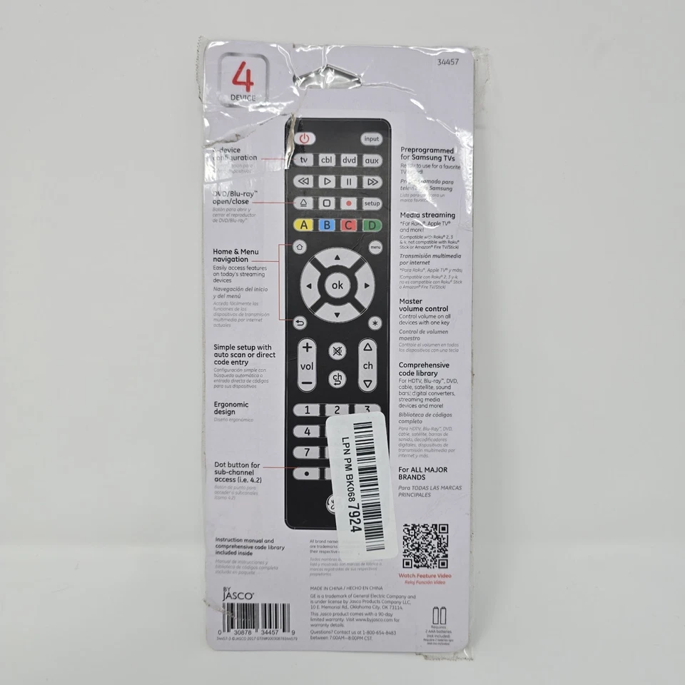 Universal Remote GE Pro 4 Device Designer Finish For All Major Brands - Image 2 of 4