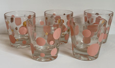 MCM Pink Gold Polka Dot Glassware Rocks Glass...