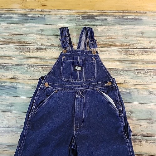 KEY Overalls Size 4 Farmer Dark Blue Jeans Bibs Child Boys Girls Denim - Picture 2 of 7