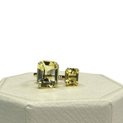 Swarovski Millenia cocktail ring Square cut crystals, Yellow 52/ 6 USA