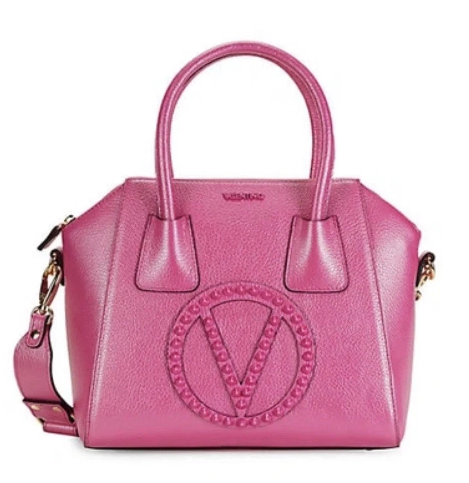 Borsa Valentino By Mario Valentino RARA Minimi Rock con logo a V in pelle di lampone