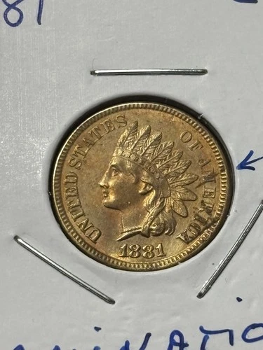 1881 Indian Head Cent Uncirculated + 4 Diamonds