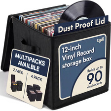 Vinyl Record Storage Box with Zip Closure   Holds up to 90 12 Inch Vinyl Records