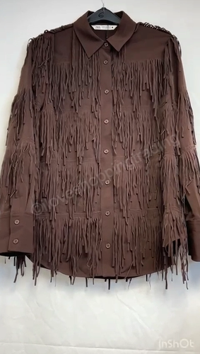 ZARA BOHO WESTERN COWBOY ASYMMETRIC LONG MAXI FRINGE TASSEL SHIRT SHACKET JACKET - Video 1 of 1