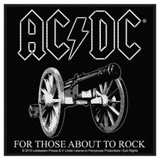 AC/DC Patch For Those About To Rock Logo Official New Black Woven 10cm x 10cm 