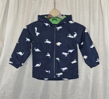 Carter's Boys Navy Zip-Up Raincoat with Color Changing Dinosaurs Graphic - 3T