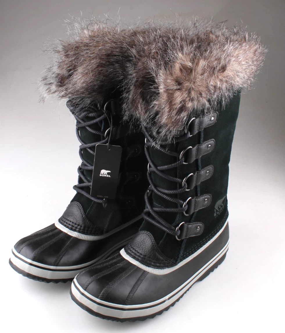 Sorel JOAN OF ARCTIC Women’s Quick-Lace Waterproof Boots Black Quarry NIB Sz 10