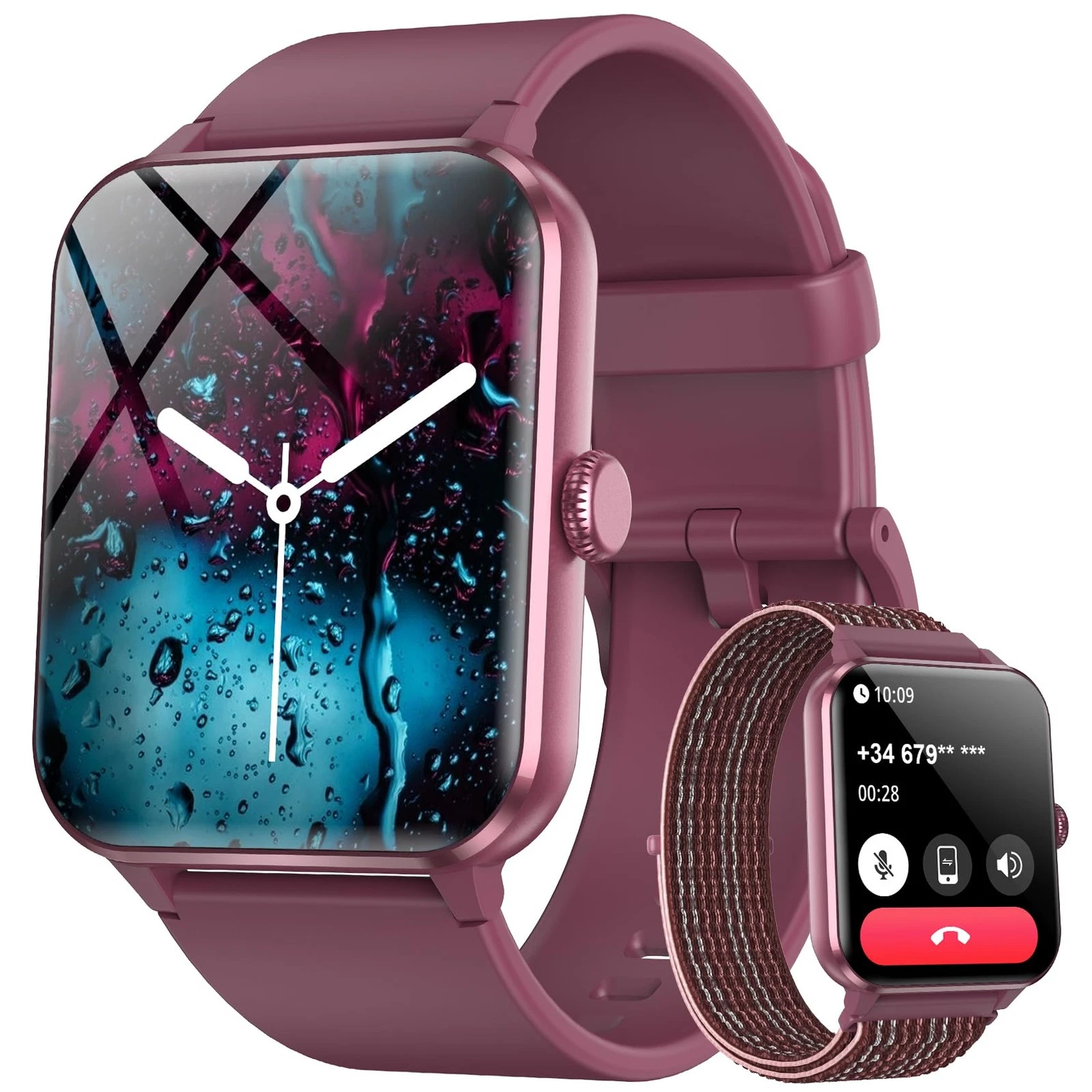 Blackview 2026 Fitness Tracker (Answer/Make Calls), Smart Watch 0.7, Burgundy