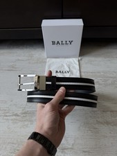 Bally Shiffie Belt Reversible Belt in Leather  Canvas New Black Silver 90/36 sz