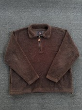 Vintage American Eagle Outfitters Sherpa Quarter Zip Pullover Brown XL USA MADE