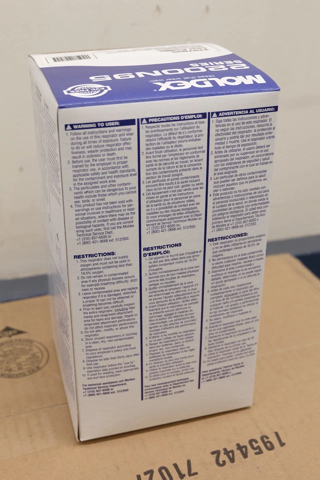 Box of 20 Moldex 2200N95 disposable respirator mask (size M/L) - Image 2 of 3
