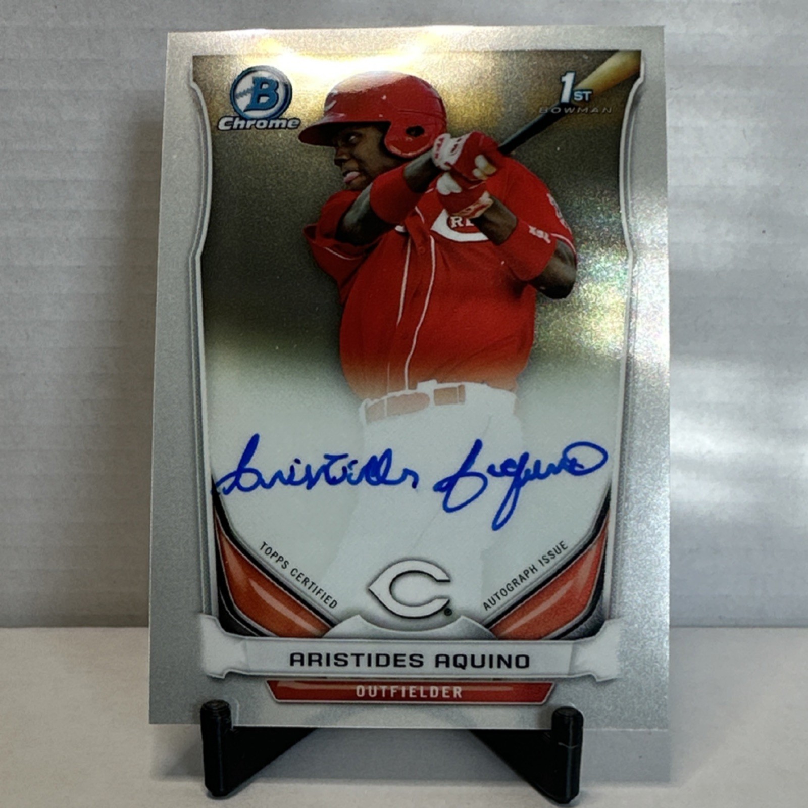 2014 Bowman Chrome Prospects Autographs Aristides Aquino AU #BCAP-AA Reds Topps