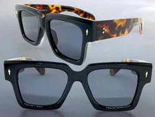 Men Oversized Classic Vintage Retro SUNGLASSES Large Thick Black Frame Dark Lens