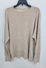 LL Bean Sweater Mens XL Tall Beige Knit Crew Neck Long Sleeve Lightweight