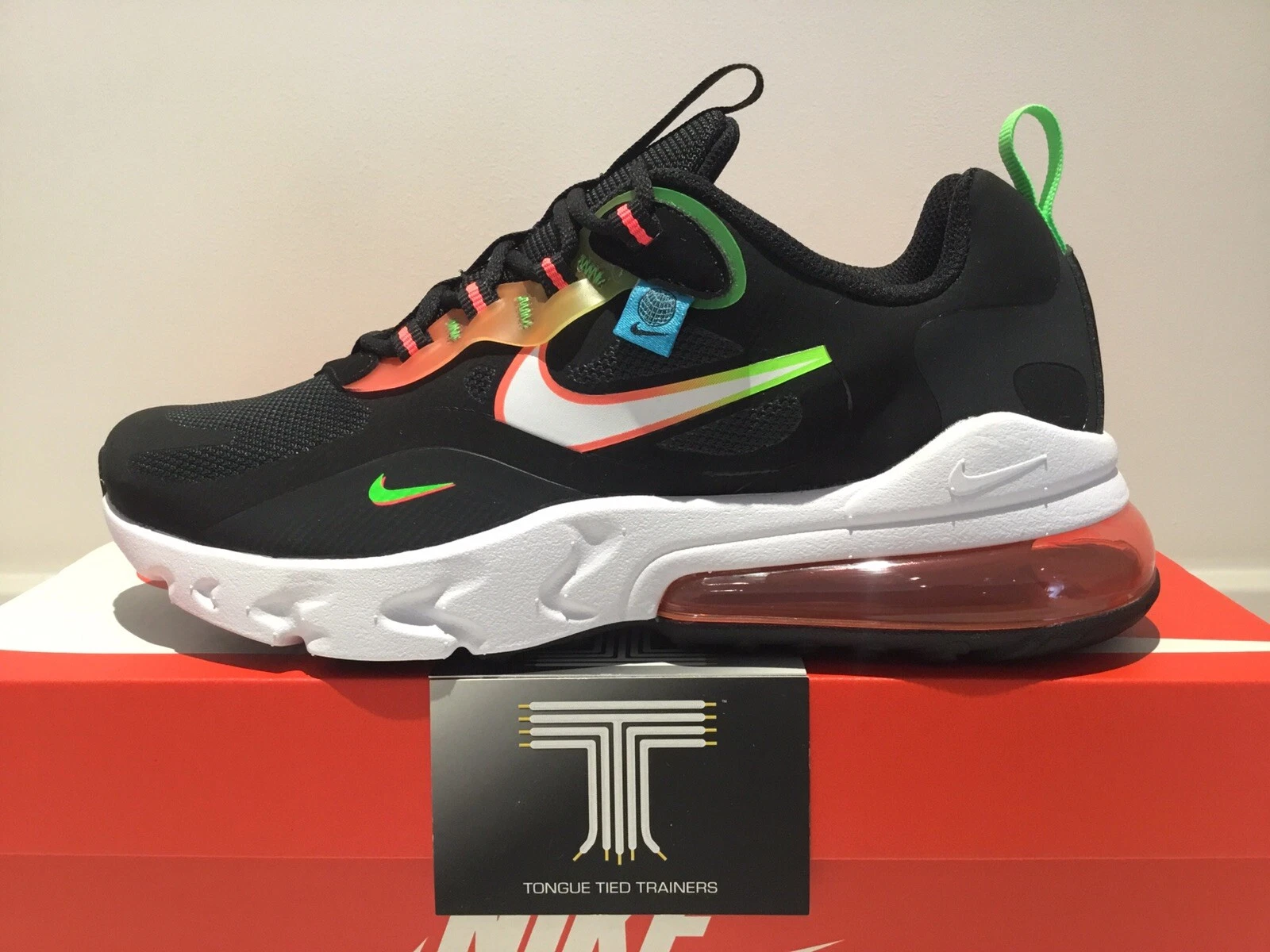 Nike Air Max 270 React (GS) WW Worldwide ~ DB4676 001 ~ Uk Size 6 ~ Euro 39