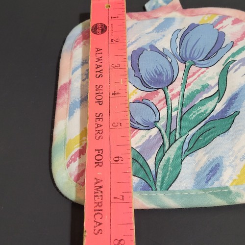 Vintage Floral Swirl Cannon Kitchen Towels Pot Holder Oven Mitt Set 4 Pc 1990s - Picture 14 of 16